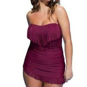 NWT  Swimsuits for All fringe bandeau 2 piece tankini set